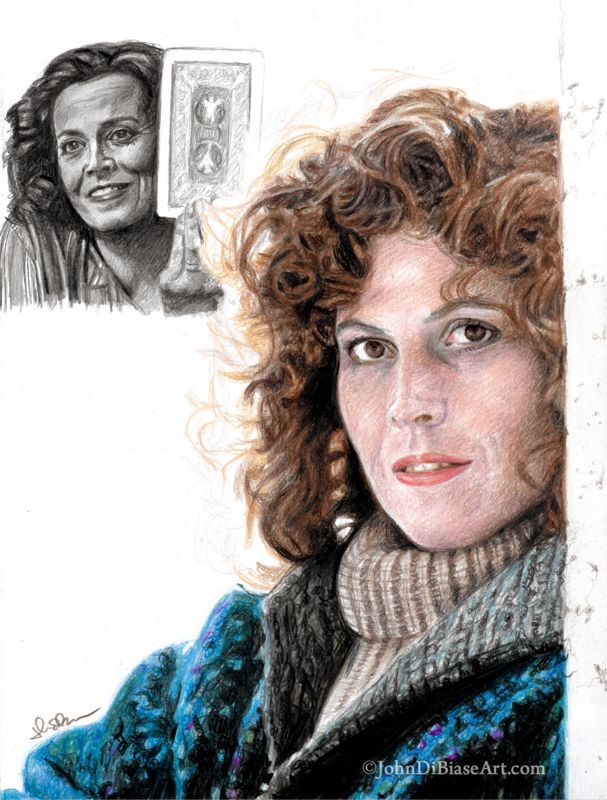 Sigourney Weaver as Dana Barrett in Ghostbusters and Ghostbusters: Afterlife Colored Pencil Drawing Print 8.5 x 11