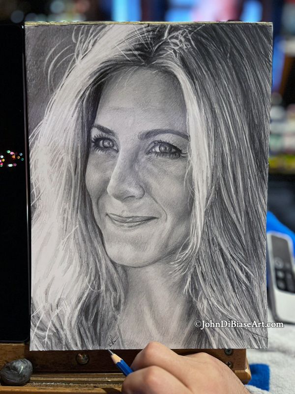 Jennifer Aniston (Close-Up) Original Portrait Drawing (NOT a print) 9 x 12