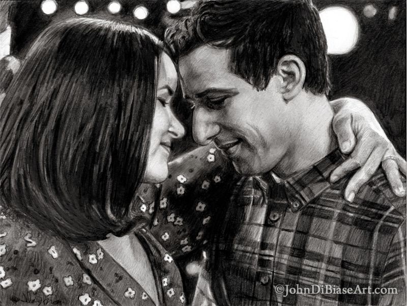 Brooklyn 99 - Amy and Jake Drawing Print (Brooklyn Nine-Nine)
