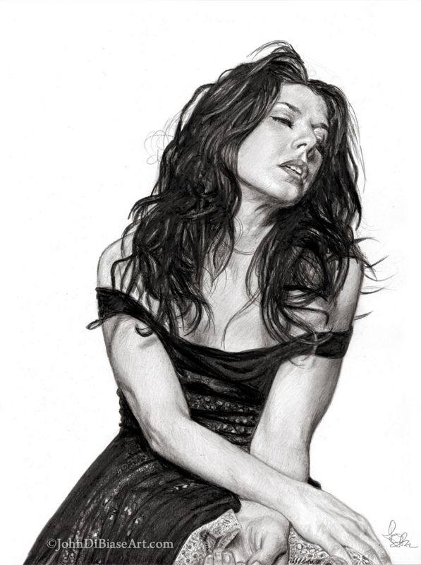 Marisa Tomei Freehand Pencil Drawing Print (8.5 x 11)