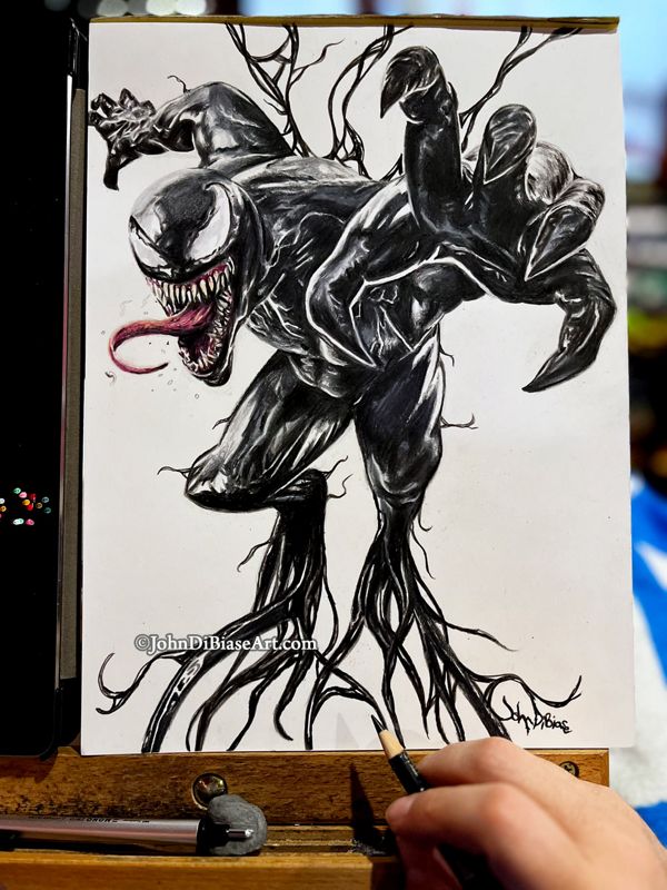 Venom Original  Realistic Colored Pencil Drawing (NOT a print) 9 x 12 [Read Disclaimer]