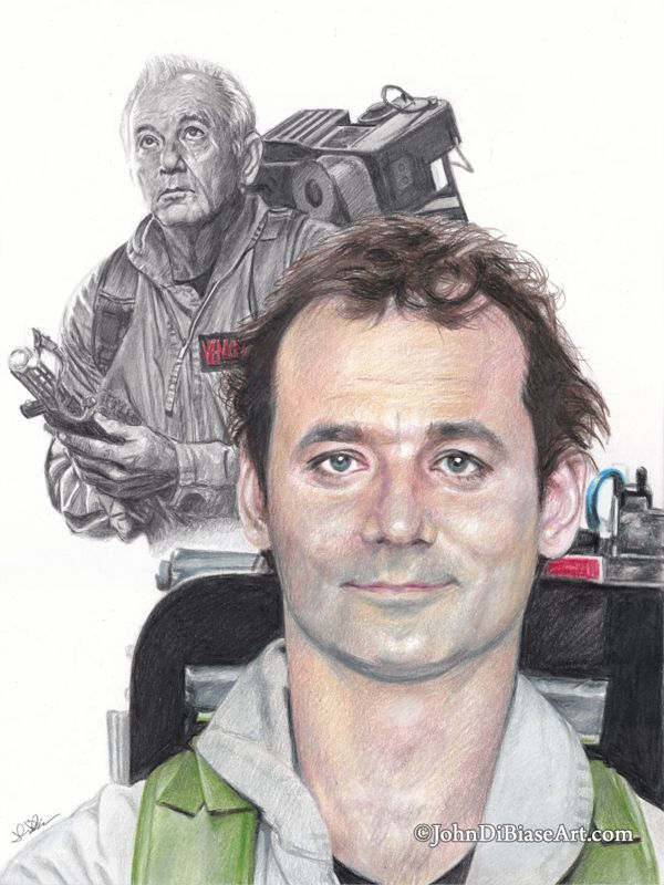 BUNDLE: Ghostbusters "Young & Old" Series Colored Pencil Drawing Prints - 6 total: Venkman, Spengler, Stantz, Zeddemore, Janine Melnitz, Dana Barrett