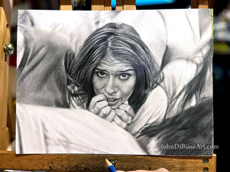 "Social Anxiety" (feat. Simone De Kock) Original Pencil Drawing 12x9 (NOT a print)