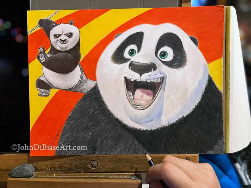 Po Kung Fu Panda Original Colored Pencil Drawing (NOT a print) 12 x 9 - READ DESCRIPTION