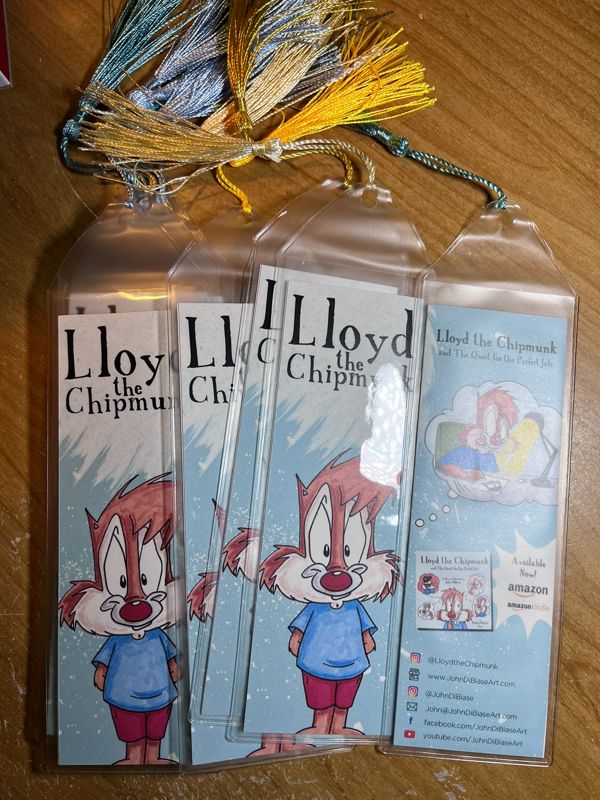 Lloyd the Chipmunk (and the Quest for the Perfect Job) Book 7.75 x 2.30 Bookmark with Tassel