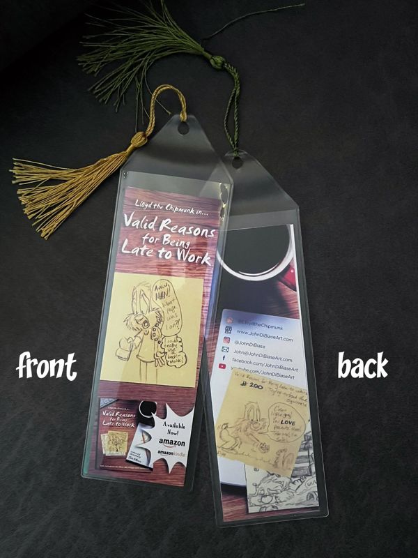 Lloyd the Chipmunk "Valid Reasons to Be Late to Work" Book 7.75 x 2.30 Bookmark with Tassel
