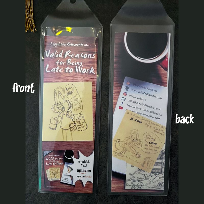 Lloyd the Chipmunk "Valid Reasons to Be Late to Work" Book 7.75 x 2.30 Bookmark with Tassel