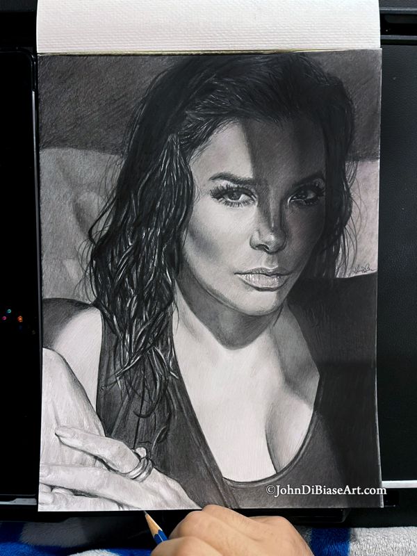 Eva Longoria Original Graphite Drawing (NOT a print) 9 x 12