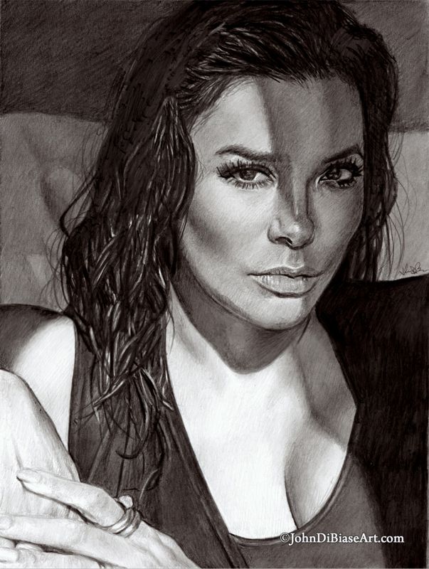 Eva Longoria Black & White Drawing Print 8.5 x 11