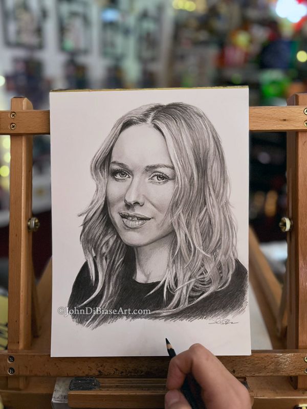 Naomi Watts Original Graphite Drawing (NOT a print) 9 x 12