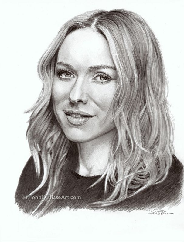 Naomi Watts Black & White Drawing Print 8.5 x 11