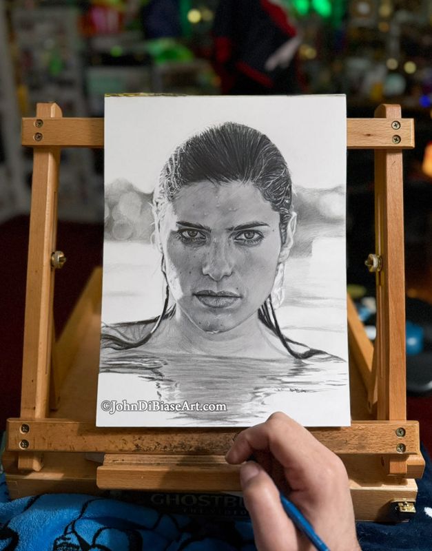 Lake Bell Original Graphite Drawing (NOT a print) 9 x 12
