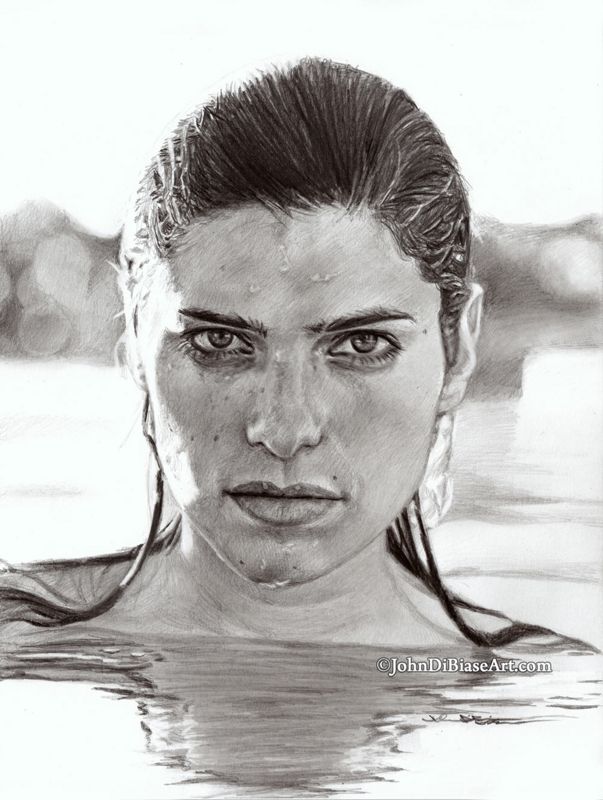 Lake Bell Black & White Drawing Print 8.5 x 11