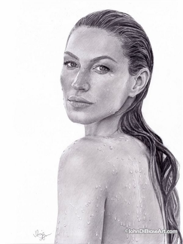 Gisele Bündchen Graphite Drawing Print 8.5 x 11