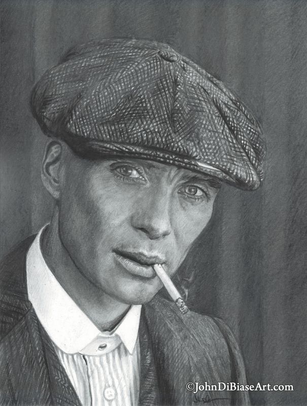 Cillian Murphy as Tommy Shelby in Peaky Blinders Pencil Drawing Original Drawing (NOT a print) 9" x 12"