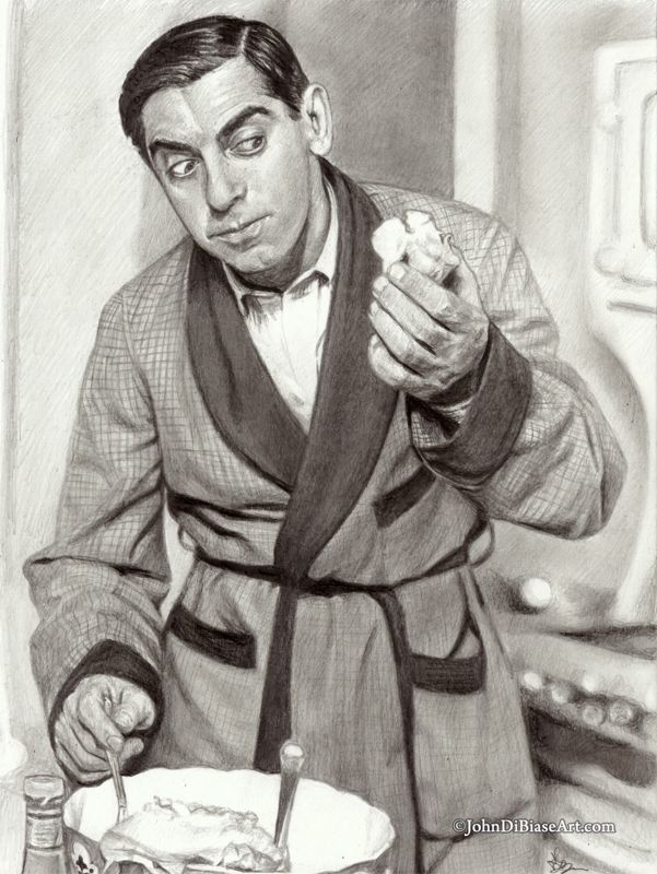 Eddie Cantor in the Kitchen Drawing Print 8.5 x 11