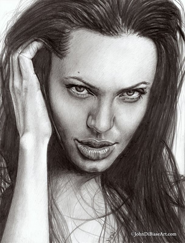 Angelina Jolie "Stare" Original Portrait Drawing (NOT a print) 9 x 12