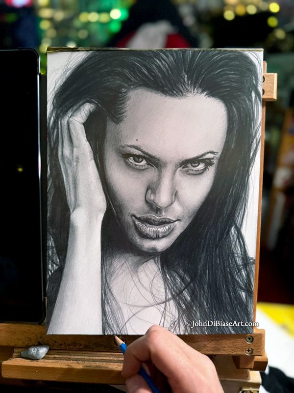 Angelina Jolie "Stare" Original Portrait Drawing (NOT a print) 9 x 12