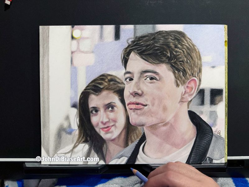 Ferris Bueller's Day Off ORIGINAL Pencil Drawing (Matthew Broderick, Mia Sara) 12 x 9