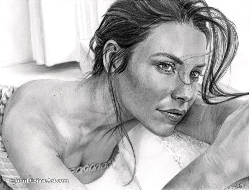 Evangeline Lilly (Window) Drawing Print