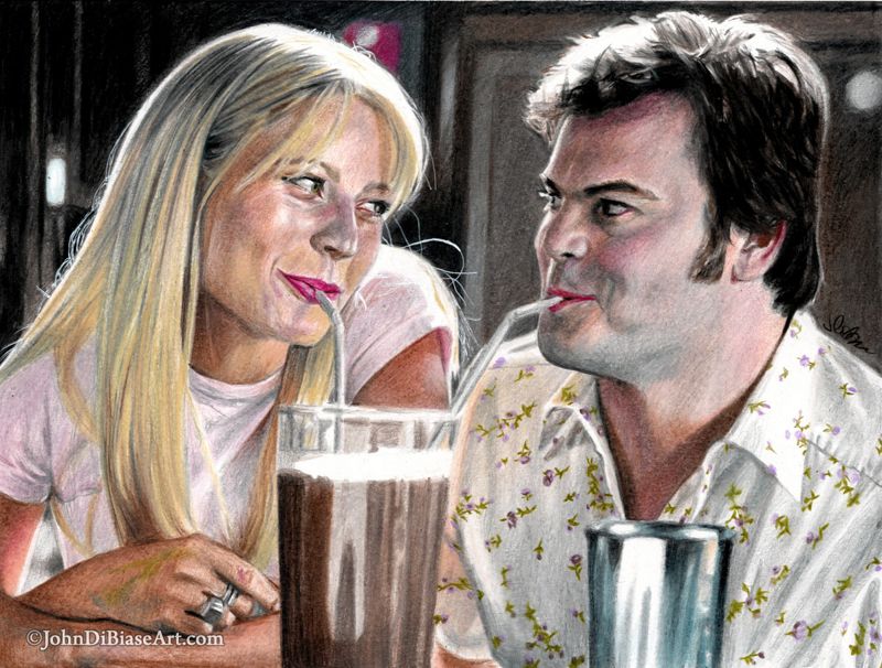 Gwyeneth Paltrow and Jack Black in Shallow Hal Drawing Print 11 x 8.5