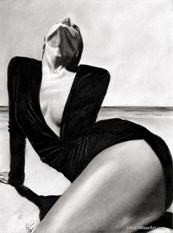Ana De Armas "Beach" Original Graphite Pencil Drawing (NOT a print) 9 x 12
