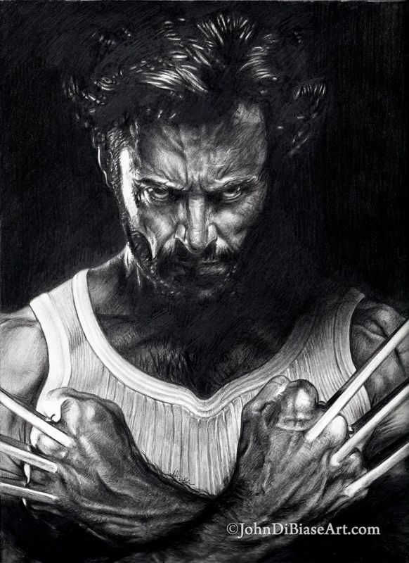 Wolverine Hugh Jackman Original Graphite Pencil Drawing (NOT a print) 9 x 12