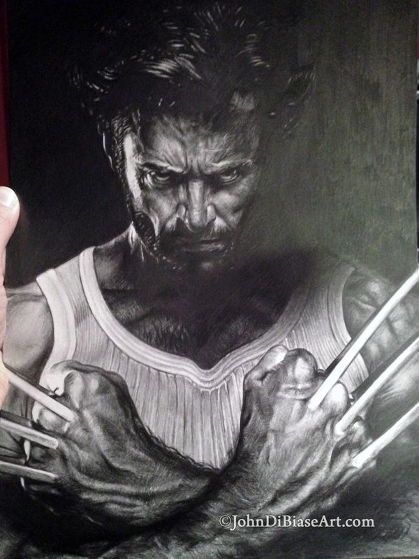 Wolverine Hugh Jackman Original Graphite Pencil Drawing (NOT a print) 9 x 12
