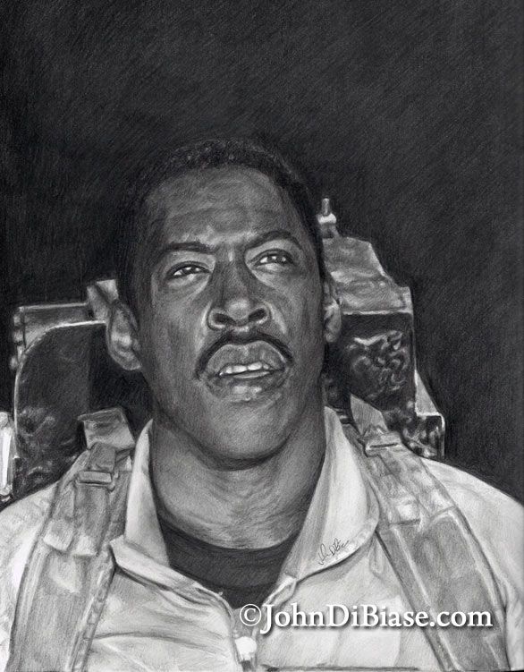 Ghostbusters Winston Zeddemore Ernie Hudson Original Drawing (Not a Print) 9" x 12"