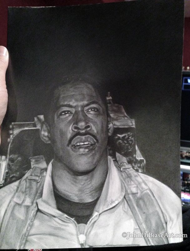Ghostbusters Winston Zeddemore Ernie Hudson Original Drawing (Not a Print) 9" x 12"