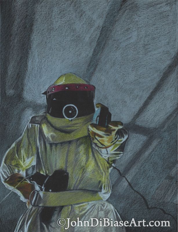 Marty McFly in Back To The Future "Darth Vader" Original Colored Pencil Drawing on Black Paper (NOT a print) 9" x 12"