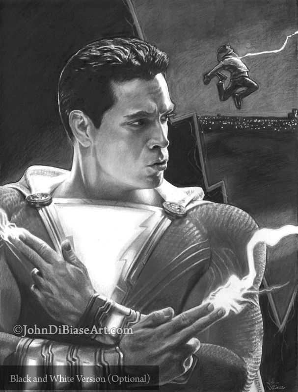 Shazam! / Billy Batson (Zachary Levi and Asher Angel) Drawing Print  8.5 x 11
