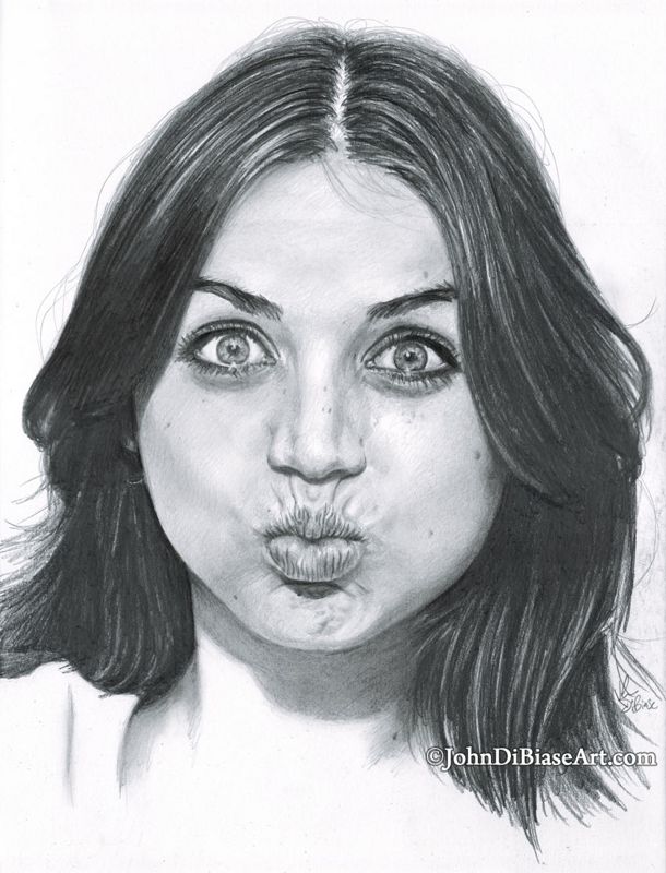 Ana De Armas "Cute" Original Graphite Pencil Drawing (NOT a print) 9 x 12