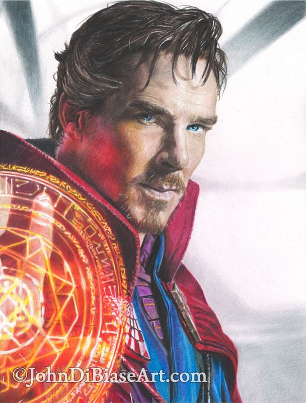Benedict Cumberbatch as Doctor Strange Colored Pencil Drawing Colored Pencil (NOT a Print) 9 x 12 inches