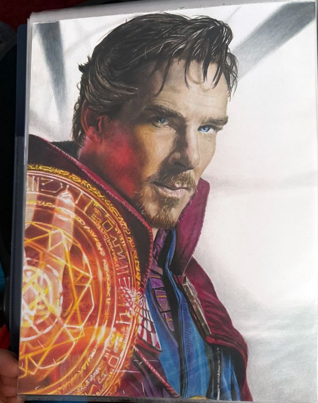 Benedict Cumberbatch as Doctor Strange Colored Pencil Drawing Colored Pencil (NOT a Print) 9 x 12 inches