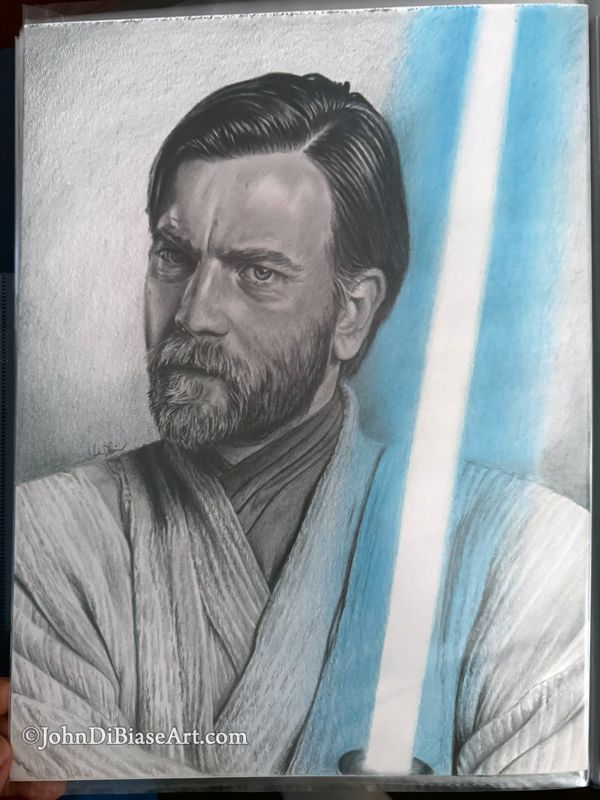 Ewan McGregor as Obi-Wan Kenobi in Star Wars: Revenge of the Sith Original Graphite and Colored Pencil Drawing (NOT a print) 9" x 12"