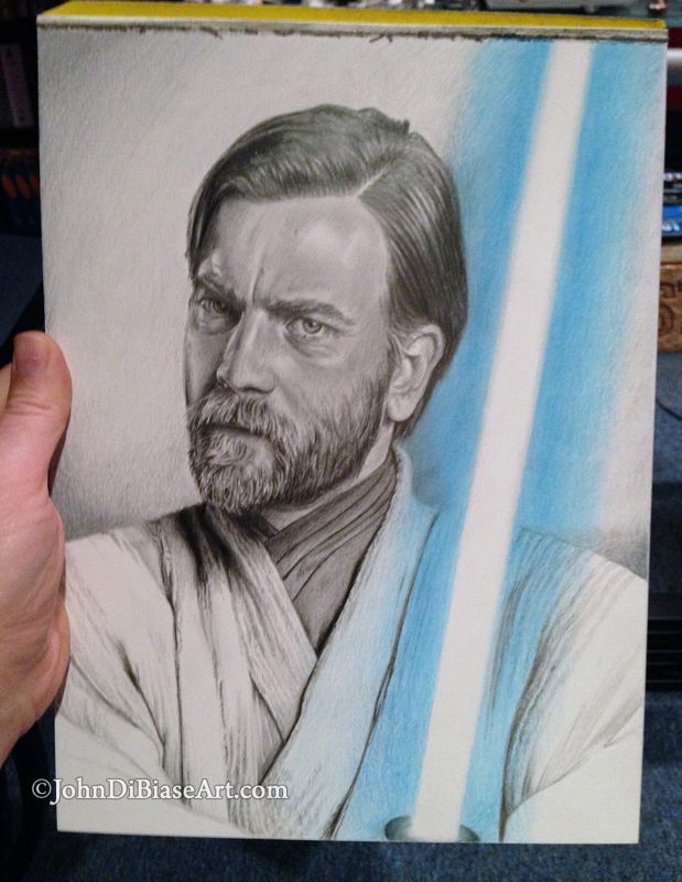 Ewan McGregor as Obi-Wan Kenobi in Star Wars: Revenge of the Sith Original Graphite and Colored Pencil Drawing (NOT a print) 9" x 12"