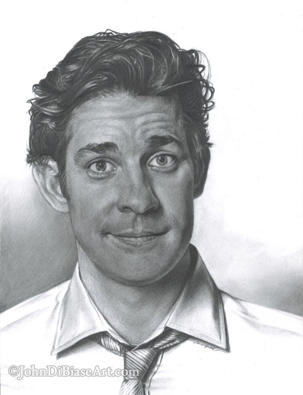 Jim Halpert from "The Office" John Krasinski Original Graphite Pencil Drawing (NOT a print) 9" x 12"