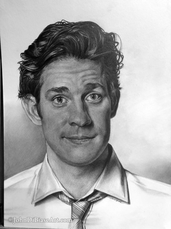 Jim Halpert from "The Office" John Krasinski Original Graphite Pencil Drawing (NOT a print) 9" x 12"