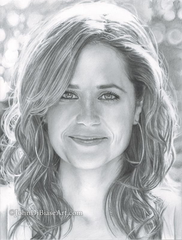 Jenna Fischer (Pam Beesly from "The Office") Original Graphite Pencil Drawing (NOT a print) 9" x 12"