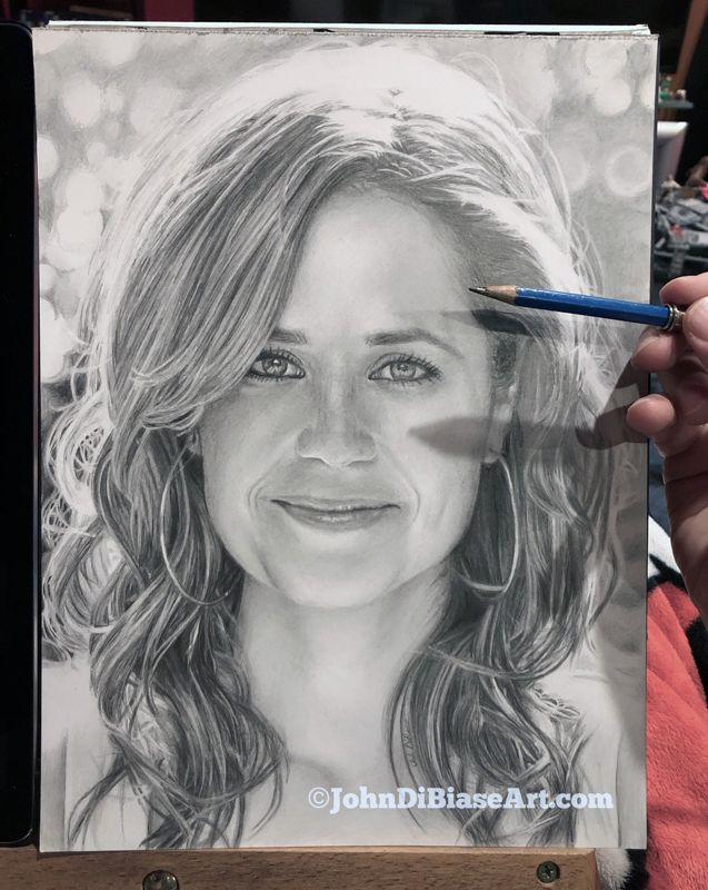 Jenna Fischer (Pam Beesly from "The Office") Original Graphite Pencil Drawing (NOT a print) 9" x 12"