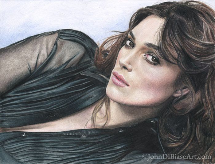 Keira Knightley Original Colored Pencil Drawing (NOT a print) 12" x 9"