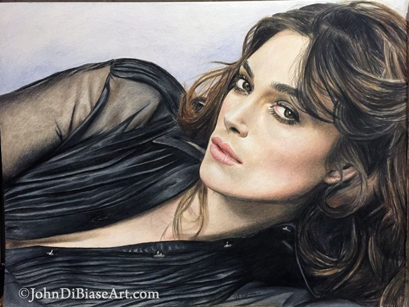 Keira Knightley Original Colored Pencil Drawing (NOT a print) 12" x 9"