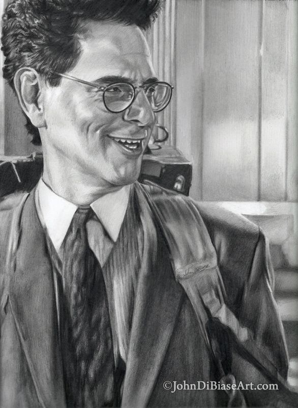 Harold Ramis as Egon Spengler in Ghostbusters II Original Graphite Pencil Drawing (NOT a print) 9" x 12"