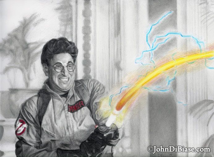 Harold Ramis as Egon Spengler in Ghostbusters Original Graphite Pencil Drawing (NOT a print) 12" x 9"