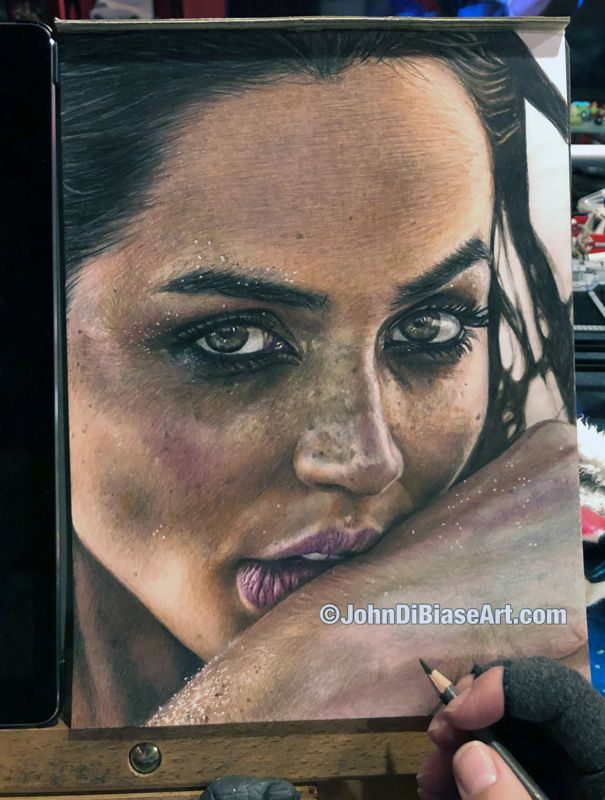 Ana De Armas "Beach Close-Up" Original Colored Pencil Drawing (NOT a print) - 9" x 12"