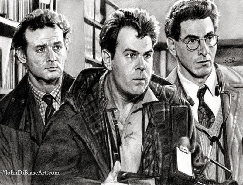 Peter, Ray, and Egon "Get Her" Library Ghostbusters Drawing Print 11" x 8.5"