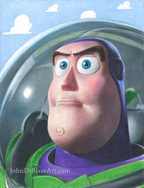Buzz Lightyear Toy Story Original Colored Pencil Drawing (NOT a print) - 9 x 12