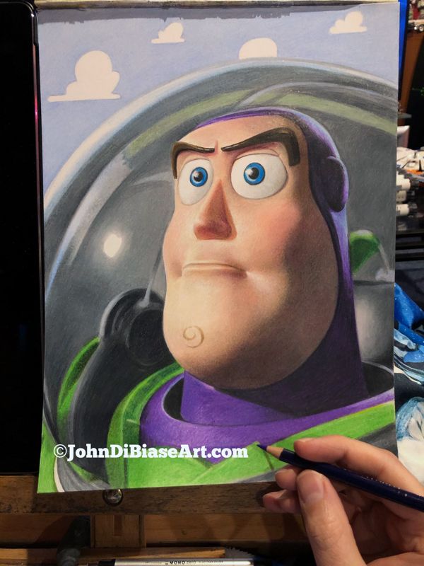 Buzz Lightyear Toy Story Original Colored Pencil Drawing (NOT a print) - 9 x 12