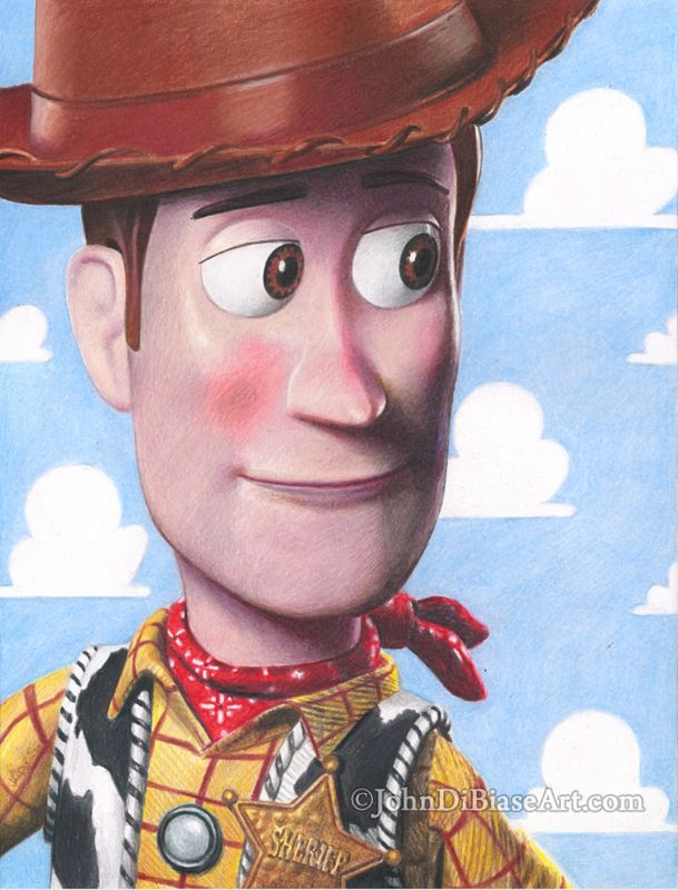 Woody Toy Story Original Colored Pencil Drawing (NOT a print) - 9 x 12